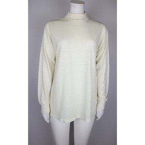VINTAGE WOMEN'S IVORY TURTLENECK SWEATER - PENNLEIGH - THIN FABRIC - SIZE XL